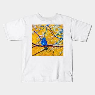 Bird On Snowy Branch #4 Kids T-Shirt